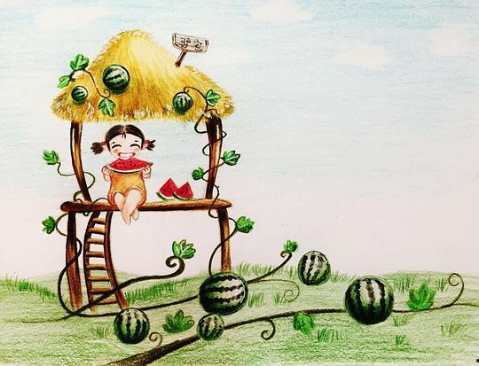 驴吃瓜图片,夏日田园风情画卷